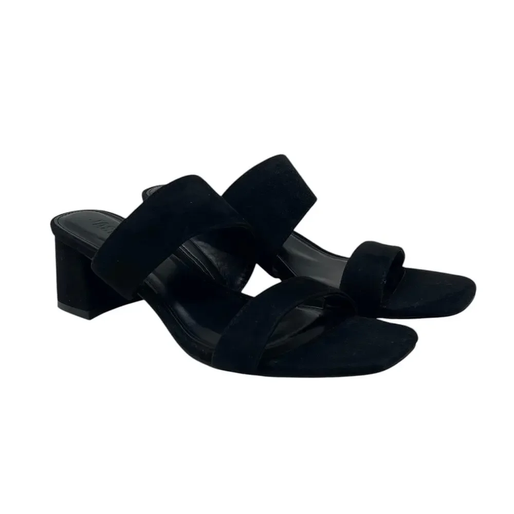 Jason Wu Jammie Black Suede Double Strap Block Heeled Sandals - Size 9.5